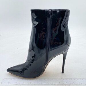 FSJ Black High Heel Ankle Boots Pointed Toe Stilettos Zipper Unique Style Shoes